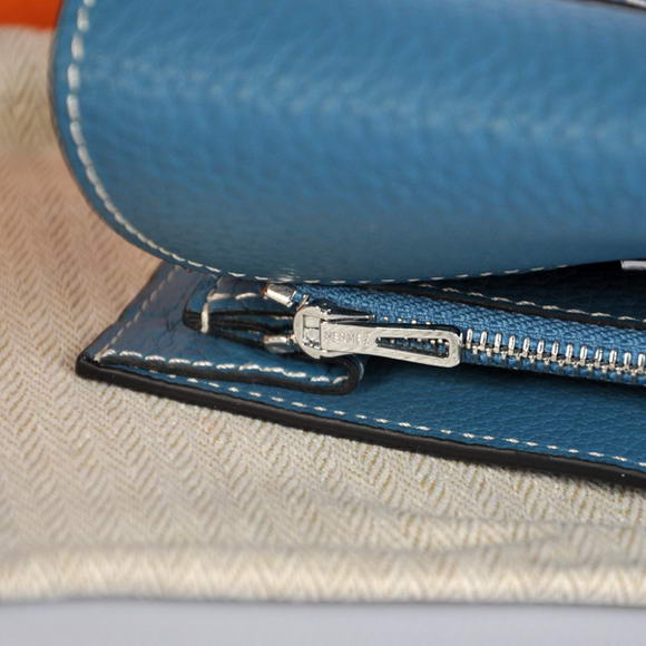 Cheap Fake Hermes Constance Togo Leather Wallets A608 Blue - Click Image to Close